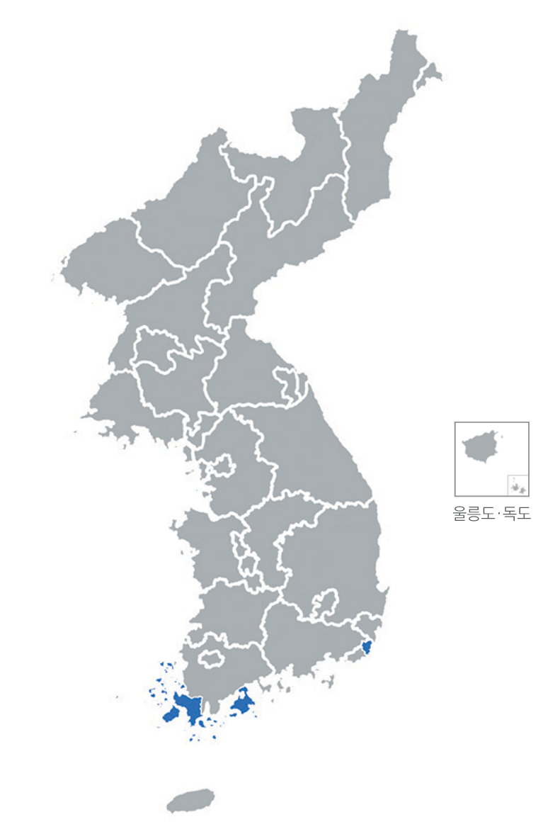 한반도 분포지도