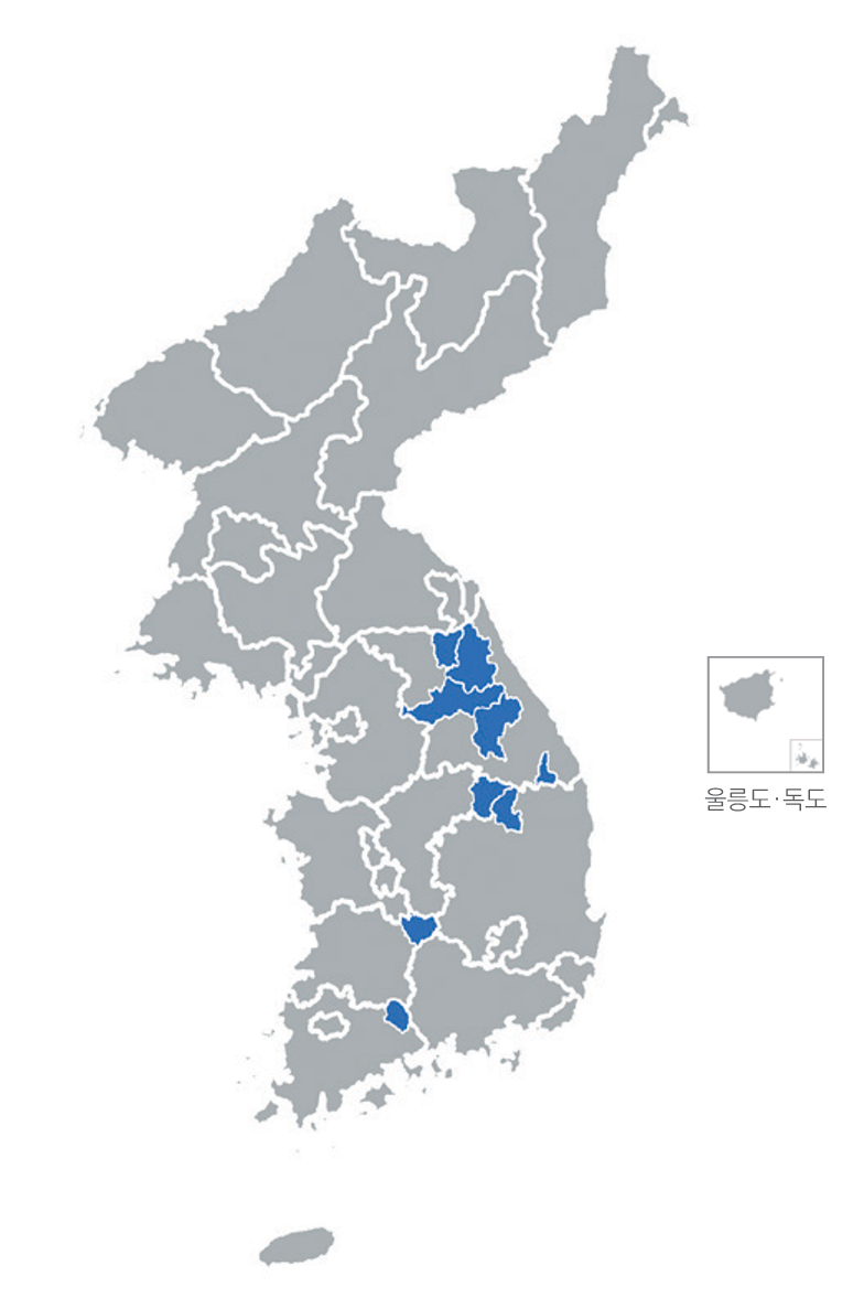 한반도 분포지도