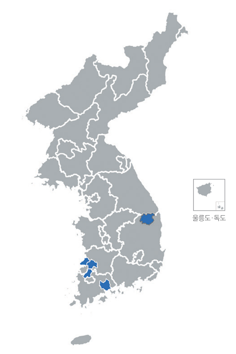 한반도 분포지도