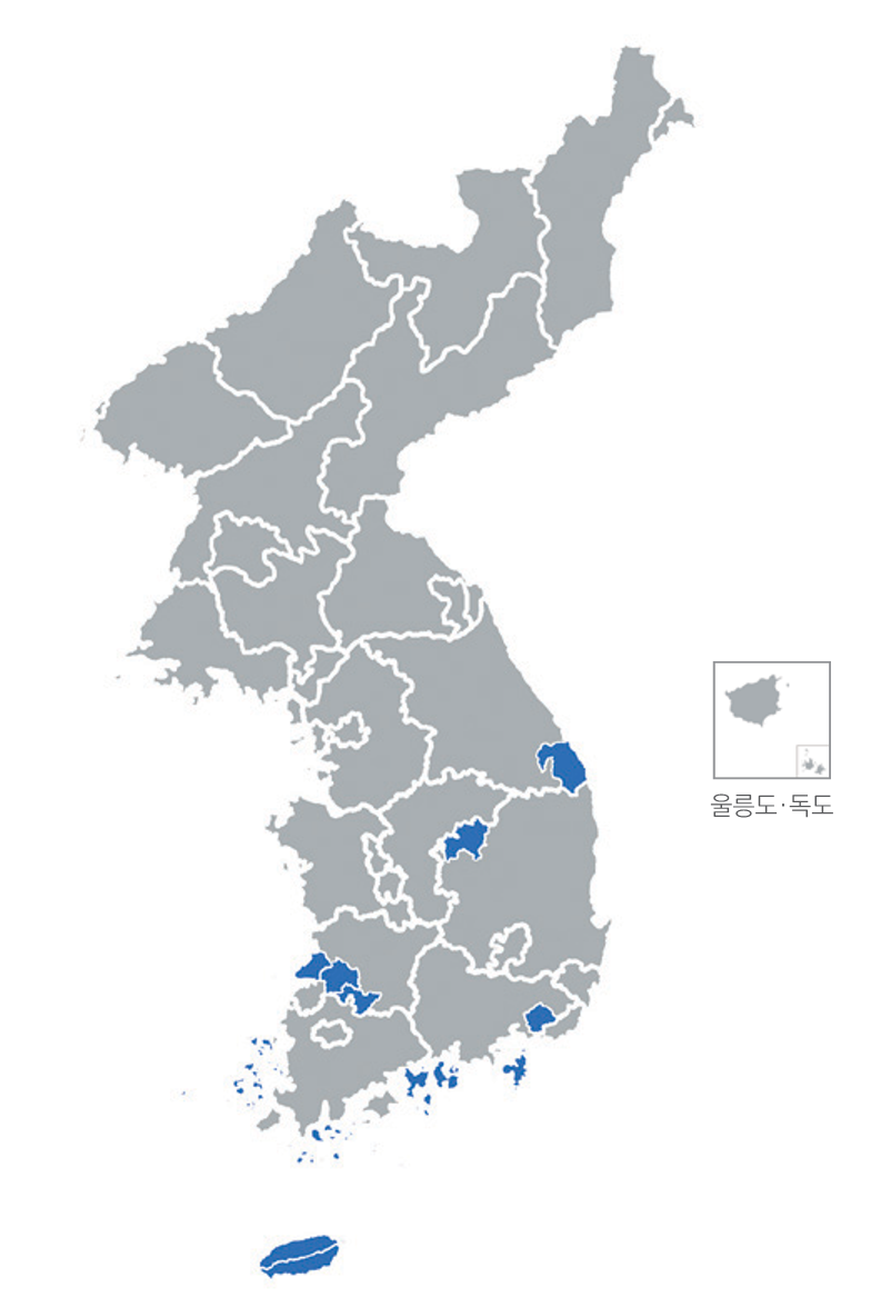 한반도 분포지도