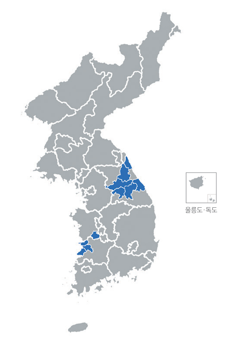 한반도 분포지도
