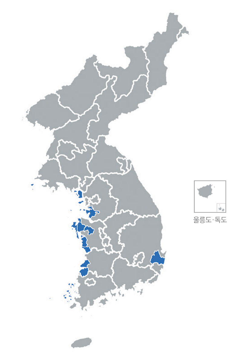 한반도 분포지도