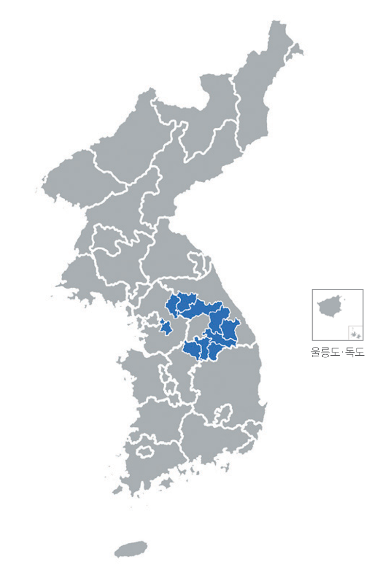 한반도 분포지도