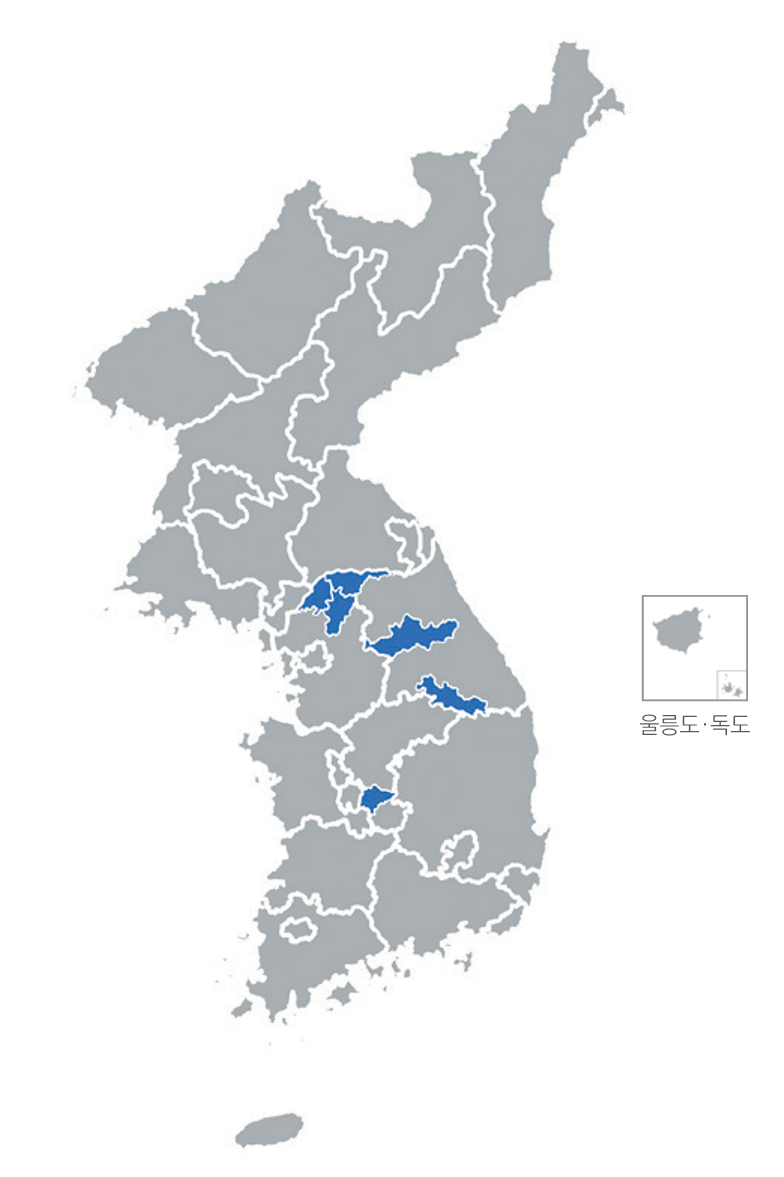 한반도 분포지도