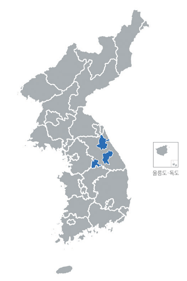 한반도 분포지도