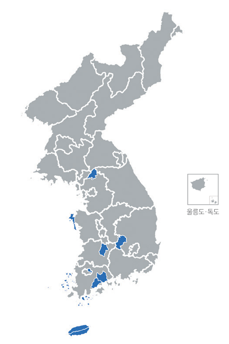 한반도 분포지도