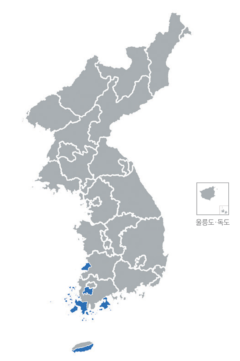 한반도 분포지도