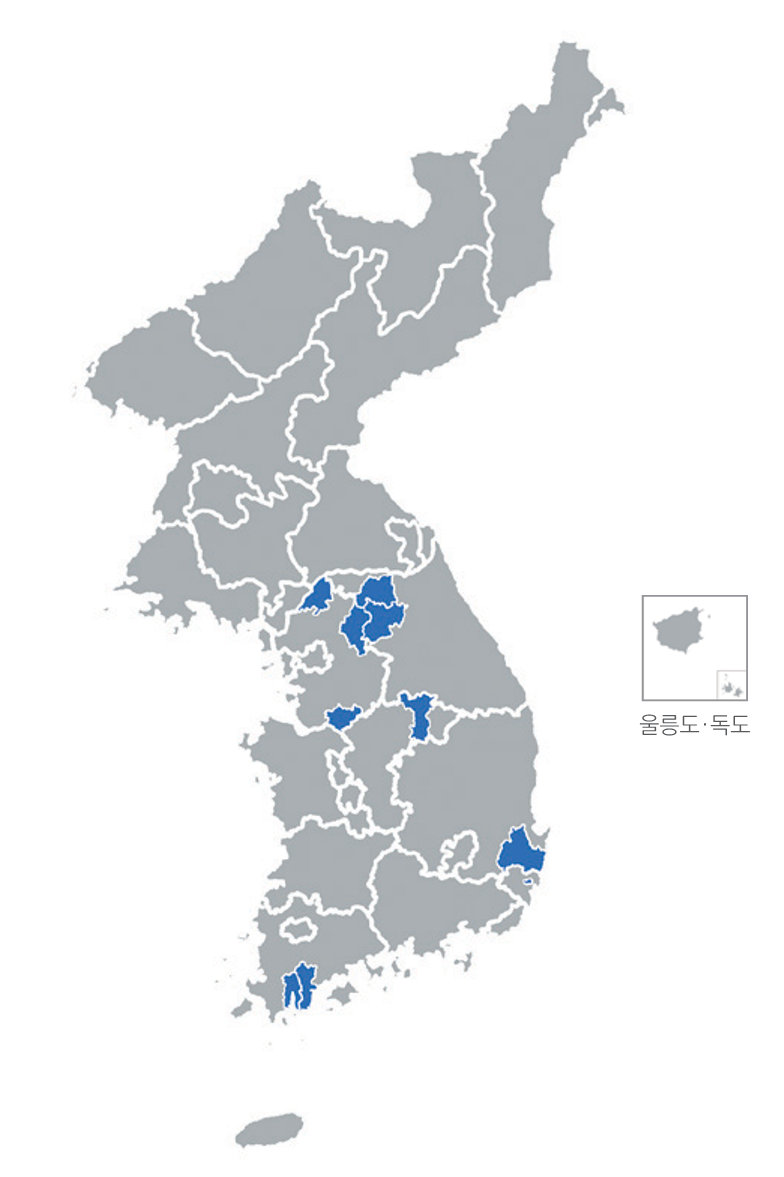 한반도 분포지도