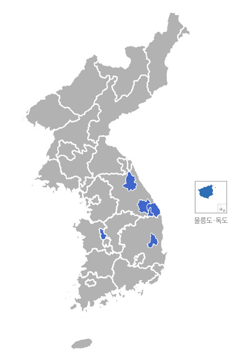 한반도 분포지도