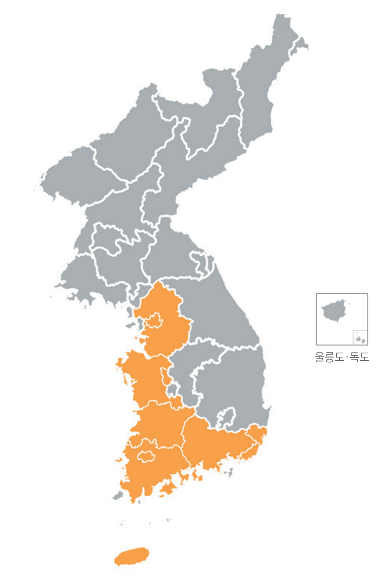 한반도 분포지도