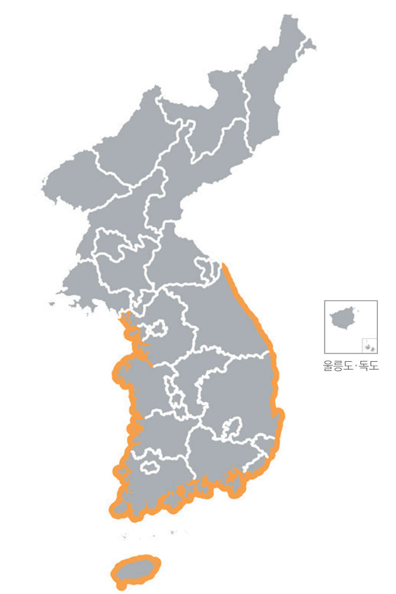 한반도 분포지도