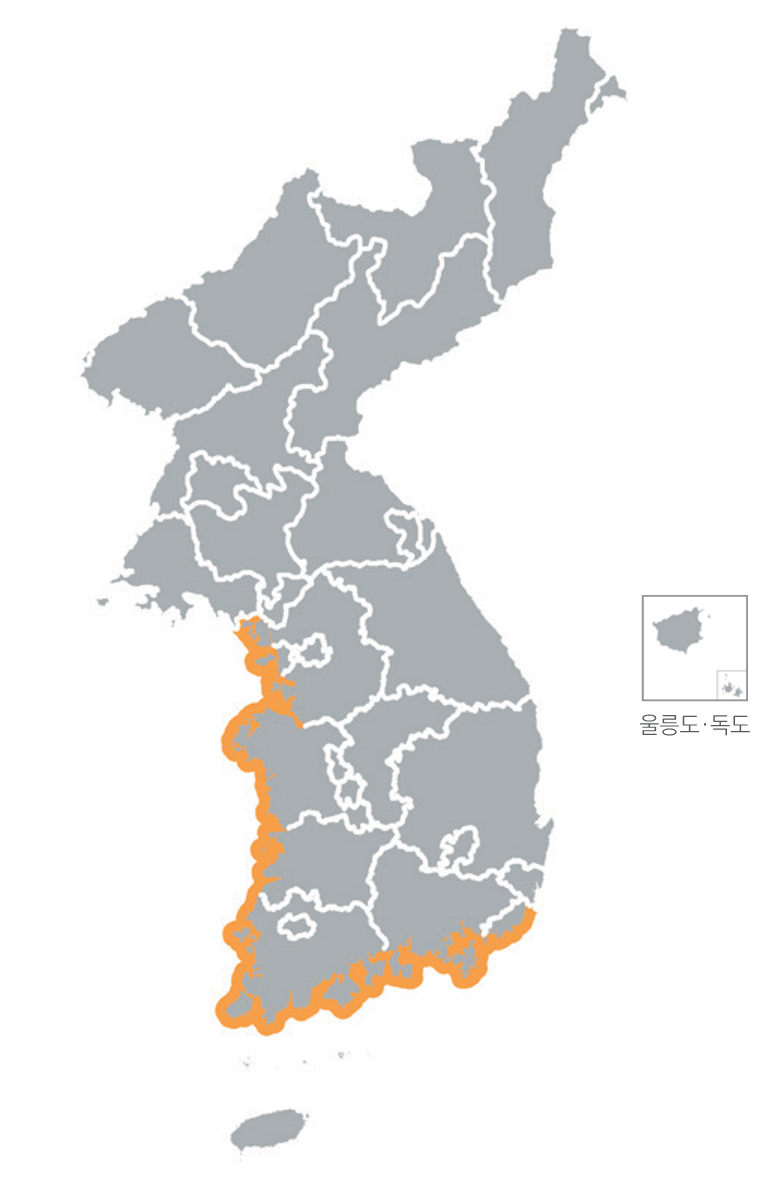 한반도 분포지도