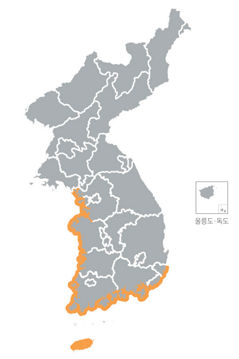 한반도 분포지도