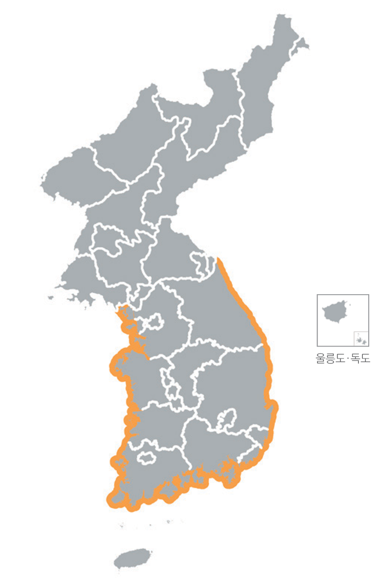 한반도 분포지도