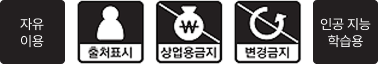 이용조건 없음, 출처표시, 상업용금지, 변경금지, 인공지능 학습용
